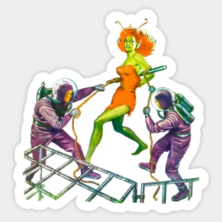 Tied Prisoner Alien Girl 1954 Martian Woman The Final Figure Comic Retro Science Fiction Vintage Pin Up Girl Sticker